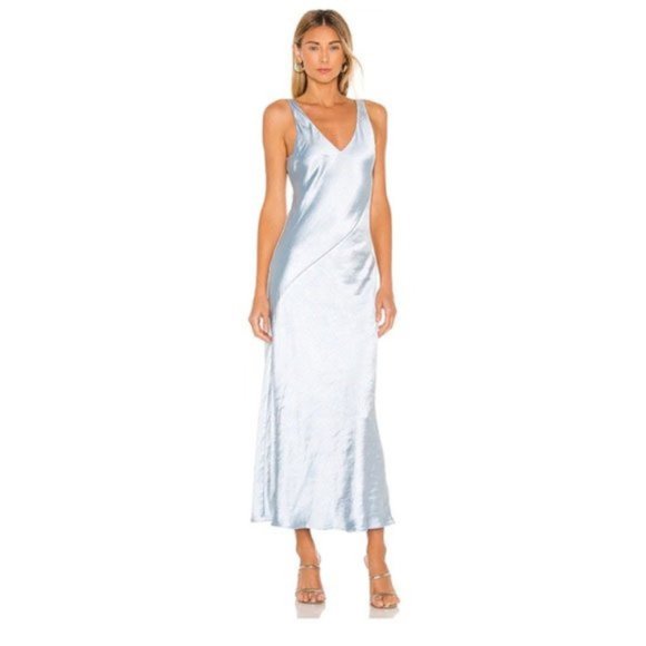 Line & Dot Dresses & Skirts - NWT Line & Dot x REVOLVE Loulou Satin Midi Maxi Sleeveless Dress Sky Blue Medium